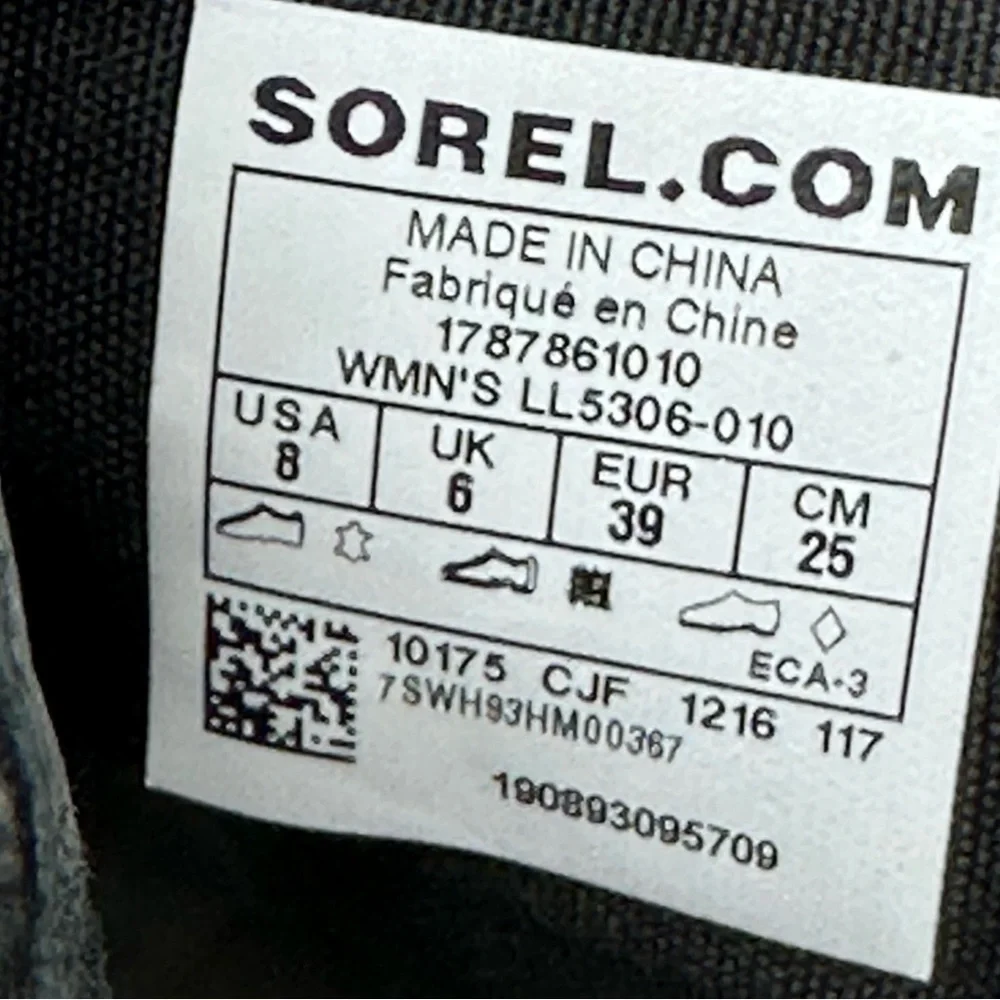 Sorel Danica Leather Side Zip Ankle Boots Black Size 8